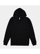A classic fit black men's hoodie with a front kangaroo pocket and adjustable drawstrings.