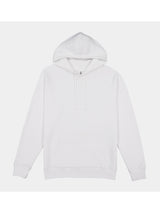 A classic fit white Mens Basis Hoodie with a front kangaroo pocket and adjustable drawcord hood.