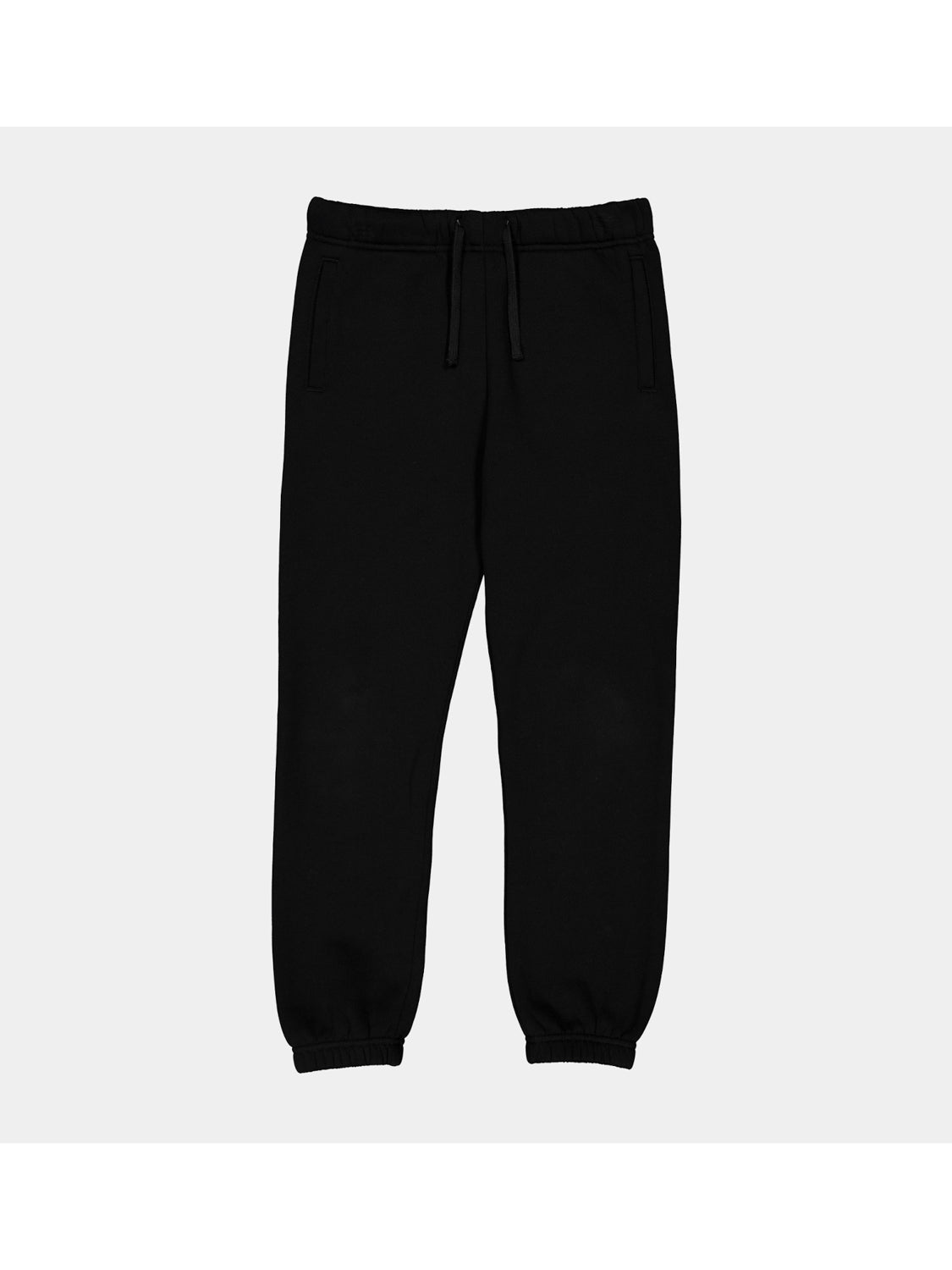 Kids Basis Track Pant in black with an elastic drawcord waist and cuffed ankles.