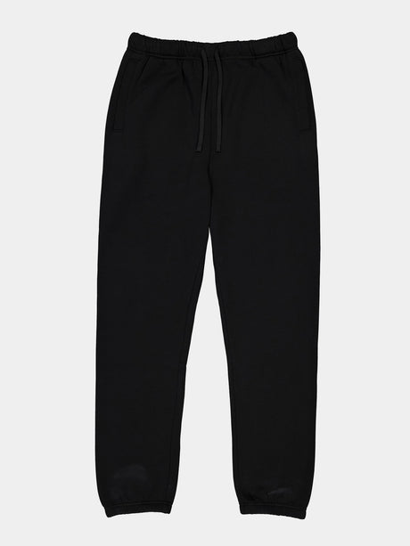 Mens Basis Track Pant in black with an elastic drawstring waist and cuffed ankles.