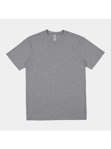 Mens Everyday Short Sleeve Tee in a heather grey cotton jersey with a ribbed crew neckline.