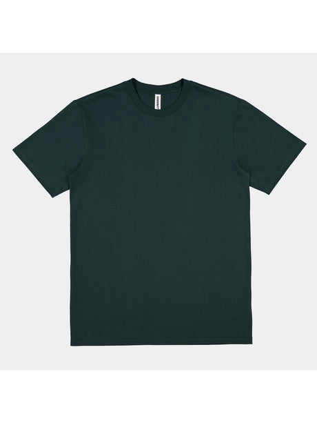 Mens Everyday Short Sleeve Tee in dark green with a ribbed crew neckline and relaxed fit.