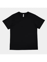 A plain black women's short sleeve crew neck t-shirt made from cotton jersey.