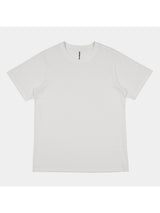A plain white women's short sleeve cotton t-shirt with a ribbed crew neckline.