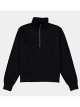 Womens Everyday 1/4 Zip in black with a high collar and ribbed cuffs and hem.
