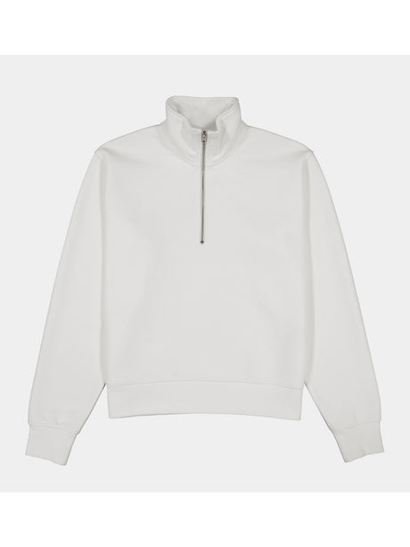 Womens Everyday 1/4 Zip in white with a relaxed fit and ribbed cuffs.