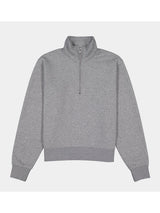 Womens Everyday 1/4 Zip in grey heather with a relaxed fit and ribbed cuffs.
