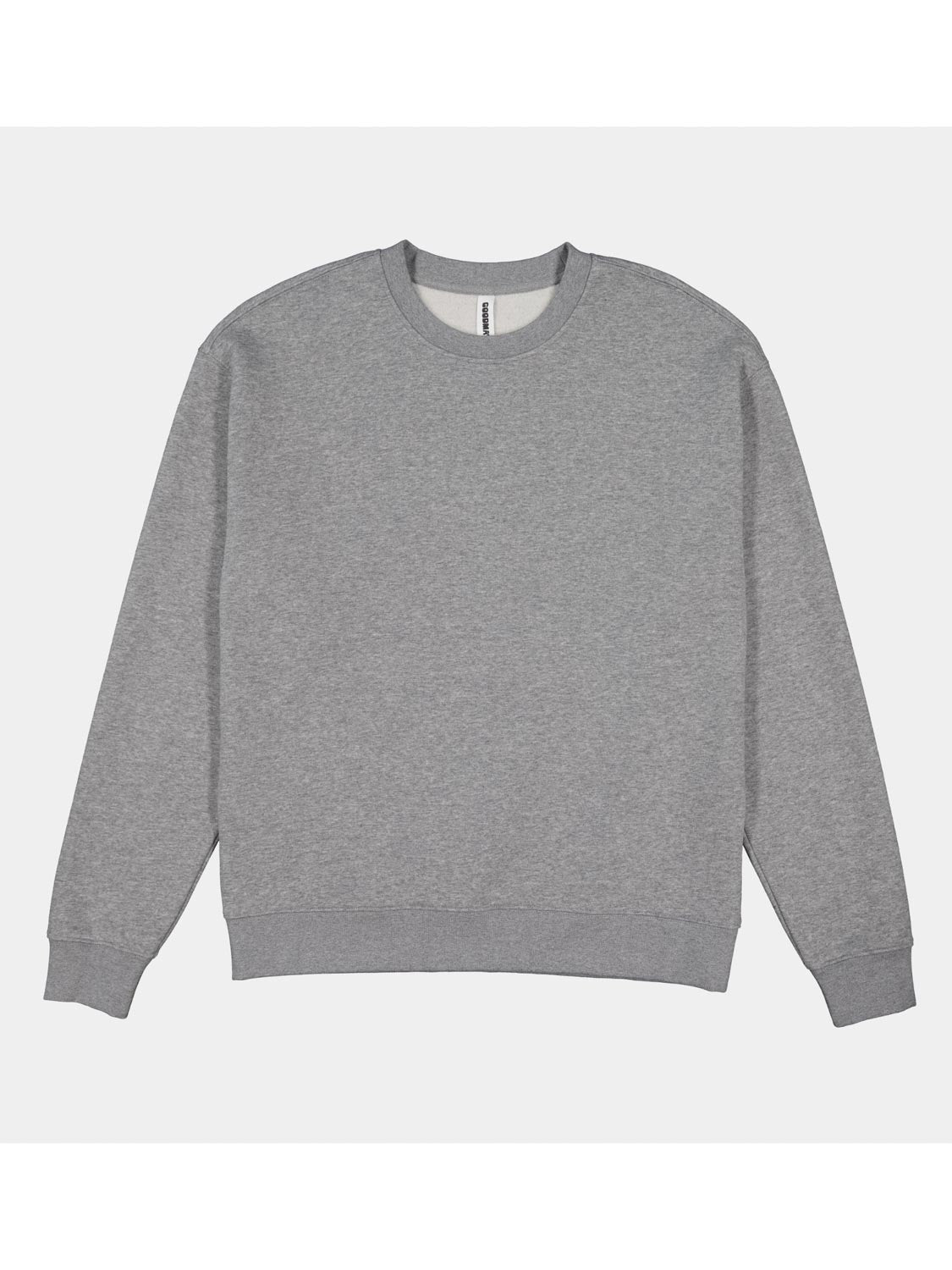 Mens Everyday Crew Sweatshirt in heather grey with ribbed cuffs and a relaxed fit.