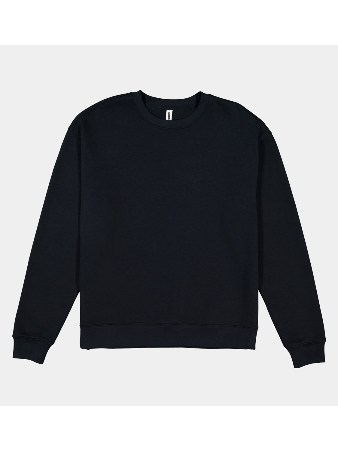 Mens Everyday Crew Sweatshirt in black with a ribbed neckline, cuffs, and waistband.