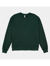 A dark green, long-sleeved crewneck sweatshirt with ribbed cuffs and hem.
