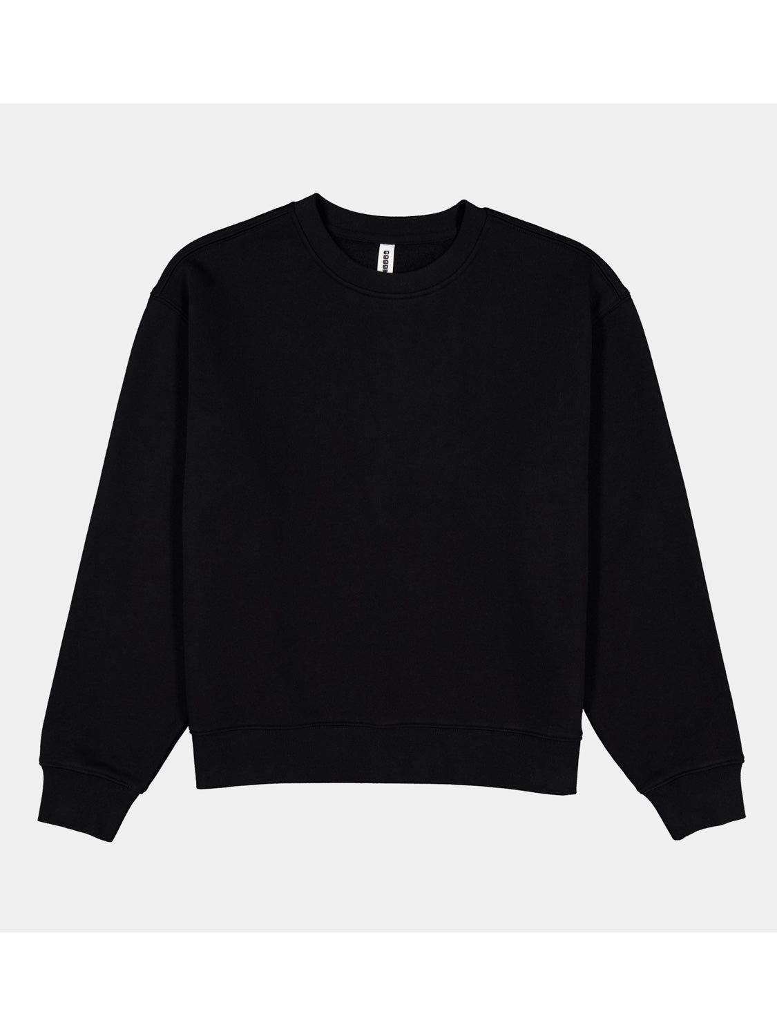 Womens Everyday Crew Sweatshirt in black with a ribbed neckline, cuffs, and waistband.
