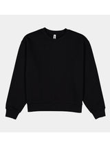 Womens Everyday Crew Sweatshirt in black with a ribbed neckline, cuffs, and waistband.
