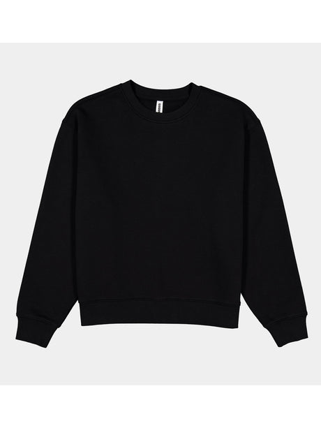 Womens Everyday Crew Sweatshirt in black with a ribbed neckline, cuffs, and waistband.