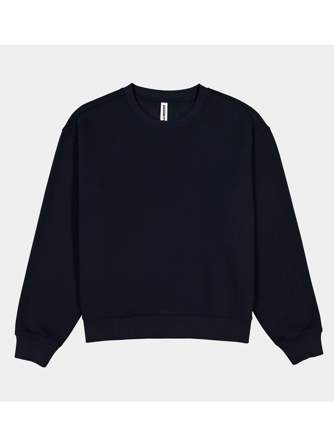Womens Everyday Crew Sweatshirt in navy blue with a ribbed neckline, cuffs, and waistband.