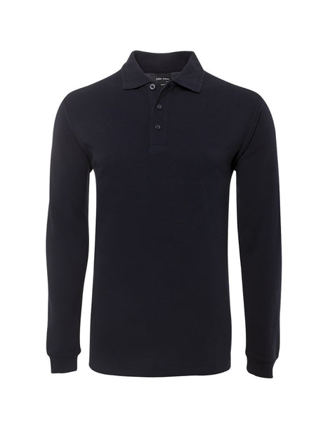 JB's Wear - Navy blue long-sleeved polo shirt with a three-button placket.