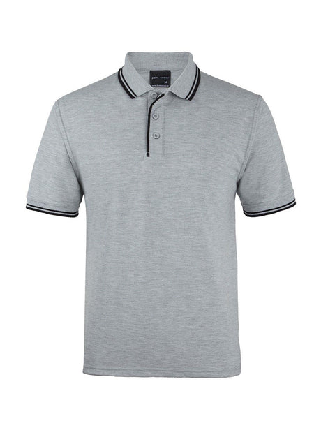 JB's Wear - Grey polo shirt with black trim on collar and sleeves.