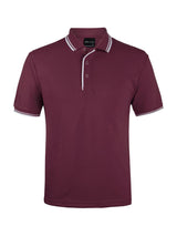 JB's Wear - Maroon polo shirt with white trim on collar and sleeves.