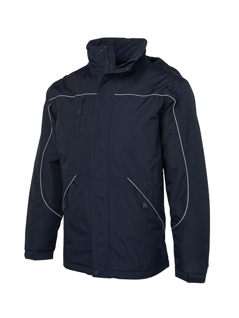 JB's Wear - Navy blue Tempest jacket with reflective piping and multiple zippered pockets.