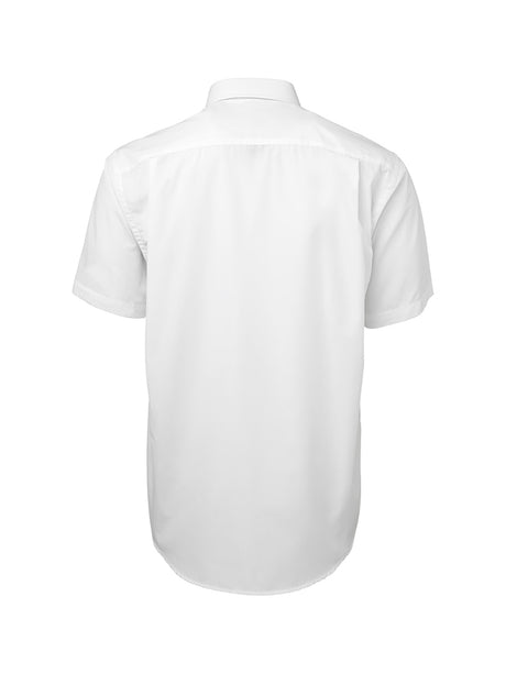 JB's Wear - Back view of a white short-sleeve poplin shirt.