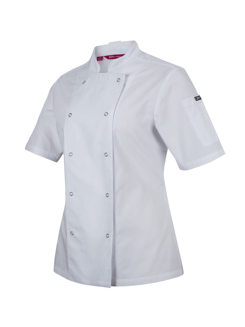 Ladies S/S Snap Button Chef Jacket