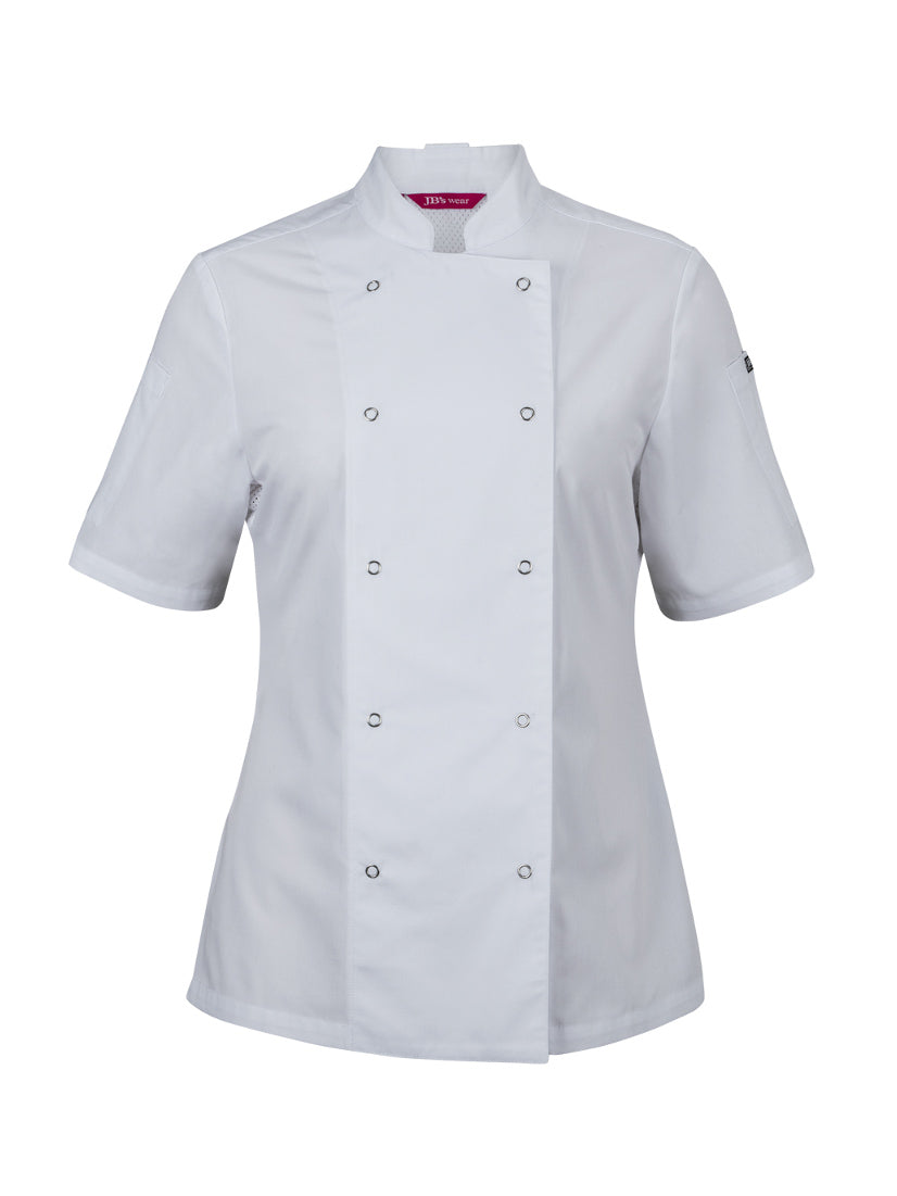 Ladies S/S Snap Button Chef Jacket