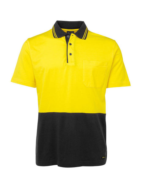 JB's Wear - Yellow and black hi-vis cotton polo shirt with a chest pocket.