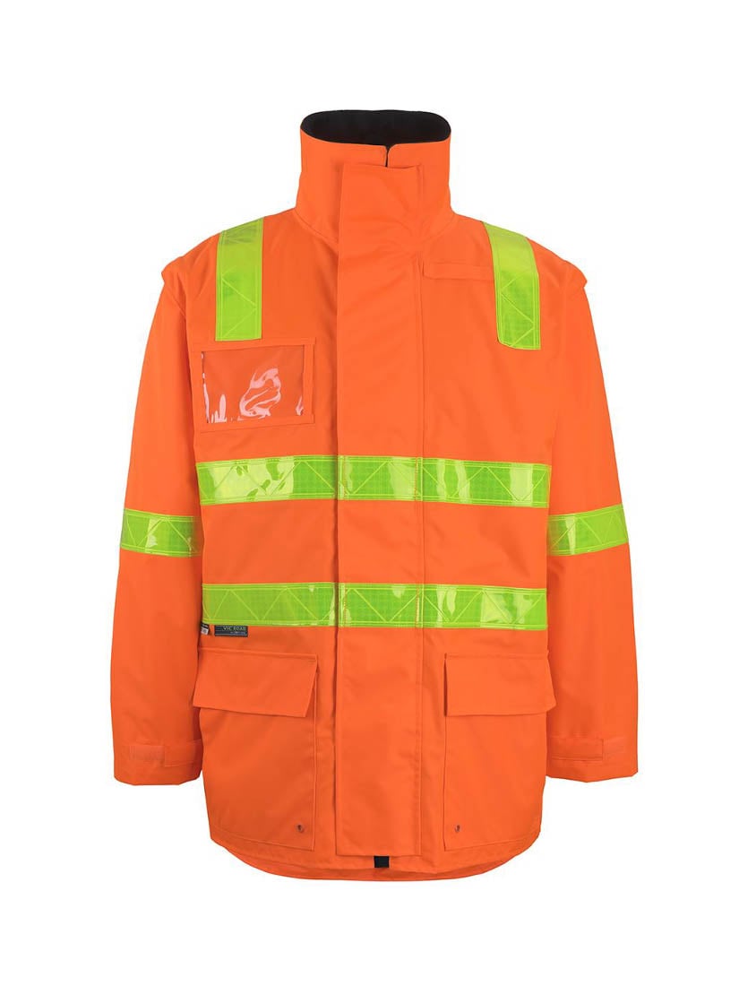 Hi Vis Vic Road D+N Zip Off Sleeve Long Line Jacket