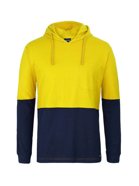 Hi Vis Long Sleeve Cotton Tee With Hood