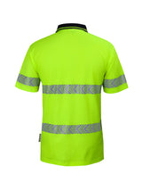 JB's Wear - Hi Vis D+N Cotton Back Short Sleeve Segmented Tape Polo with reflective stripes.