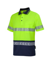 JB's Wear - Hi Vis D+N Cotton Back Segmented Tape Polo with reflective tape.