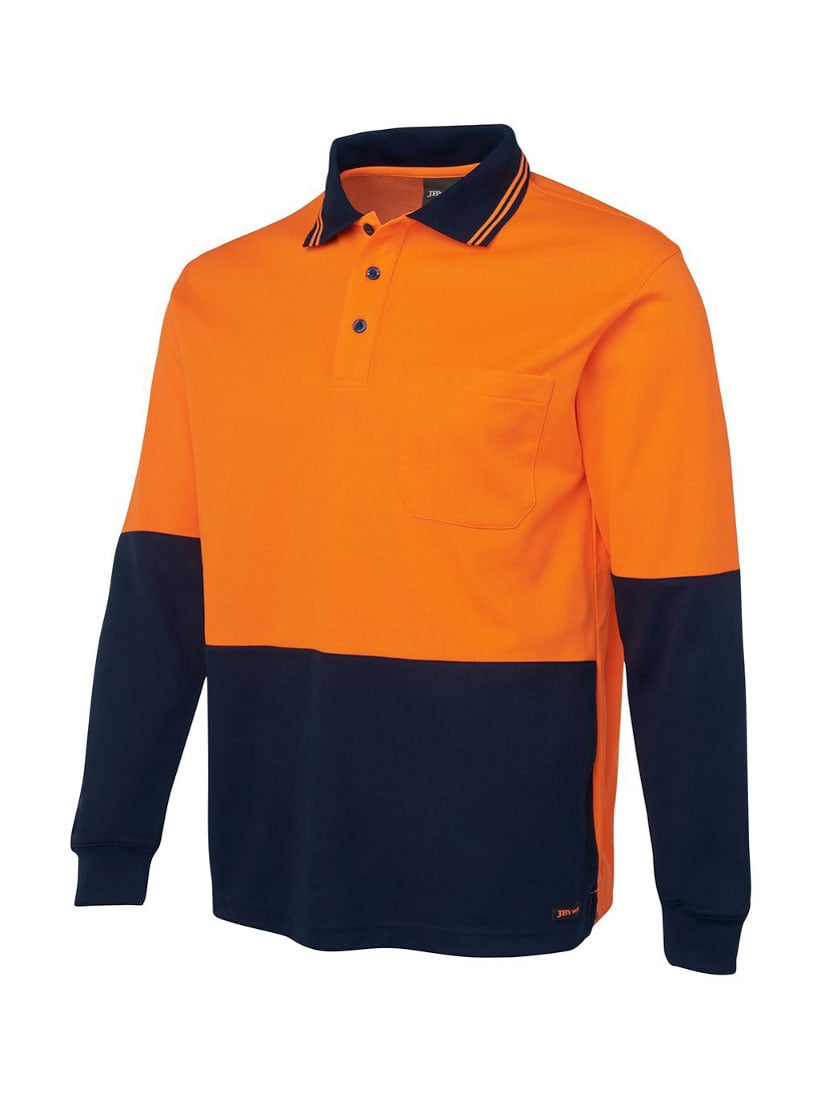 Hi Vis Long Sleeve Cotton Back Polo