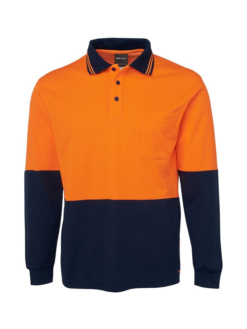 Hi Vis Long Sleeve Cotton Back Polo