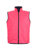 JB's Wear - A bright pink reversible vest with a black zipper and collar.