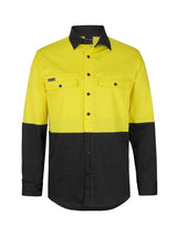 JB's Wear - A yellow and black long-sleeved work shirt with two chest pockets.