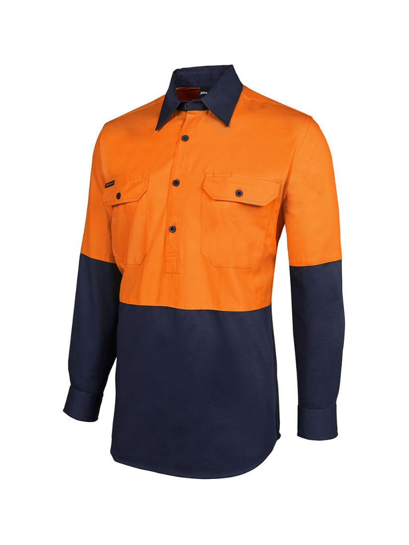 Hi Vis Long Sleeve 190G Close Front Shirt