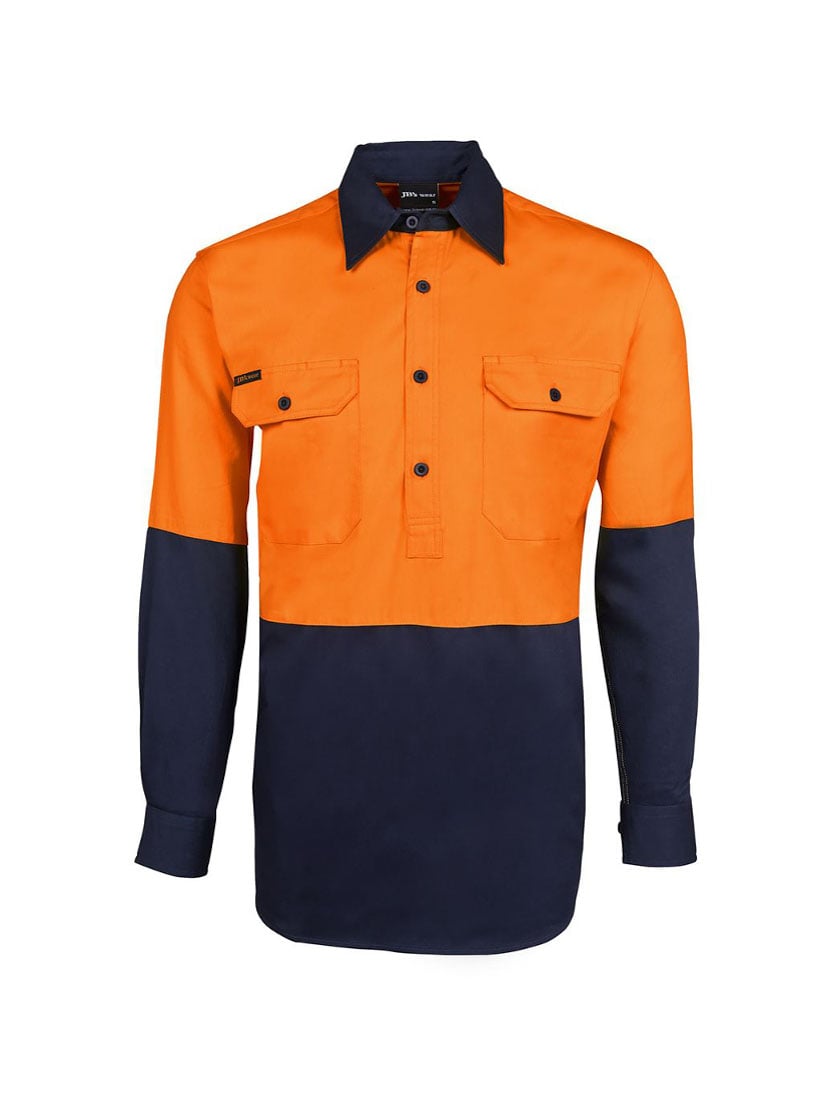 Hi Vis Long Sleeve 190G Close Front Shirt