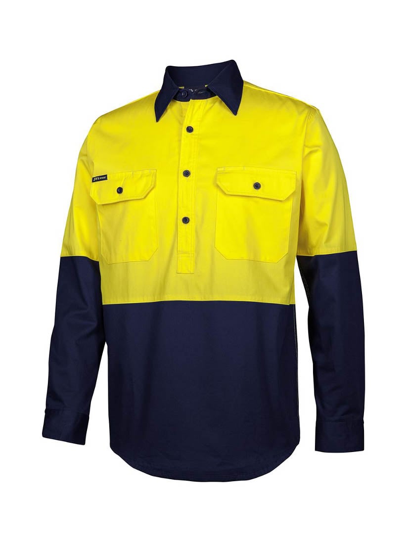 Hi Vis Long Sleeve 150G Close Front Shirt