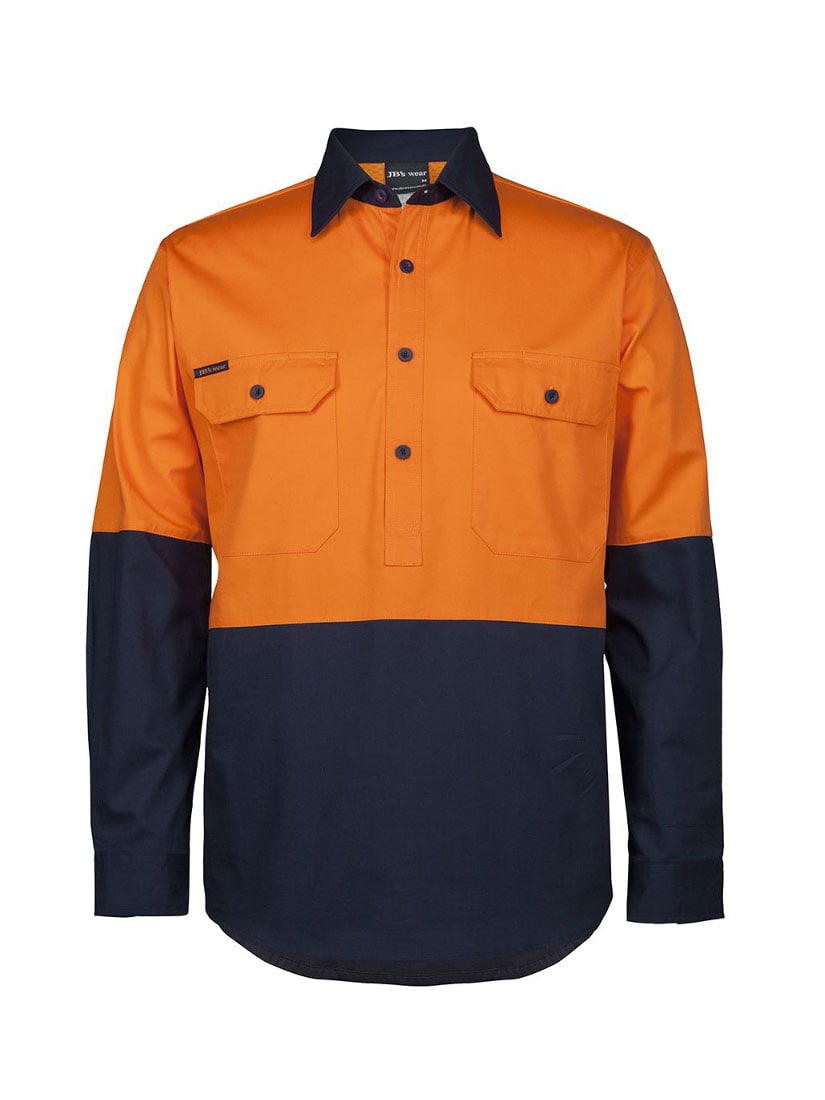 Hi Vis Long Sleeve 150G Close Front Shirt