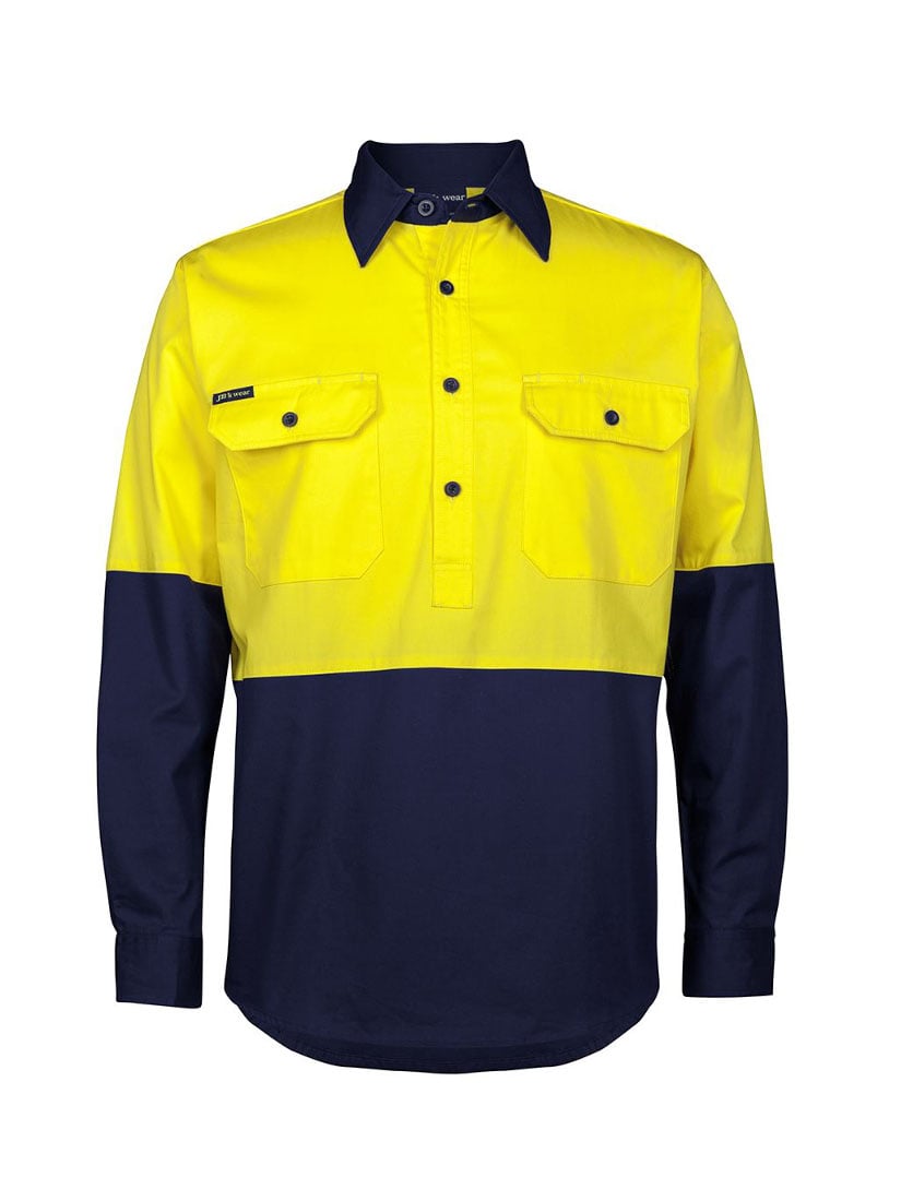 Hi Vis Long Sleeve 150G Close Front Shirt