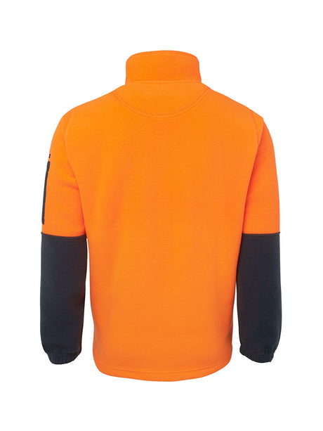 JB's Wear - Hi Vis 1/2 Zip Polar fleece jacket with orange body and dark sleeves.