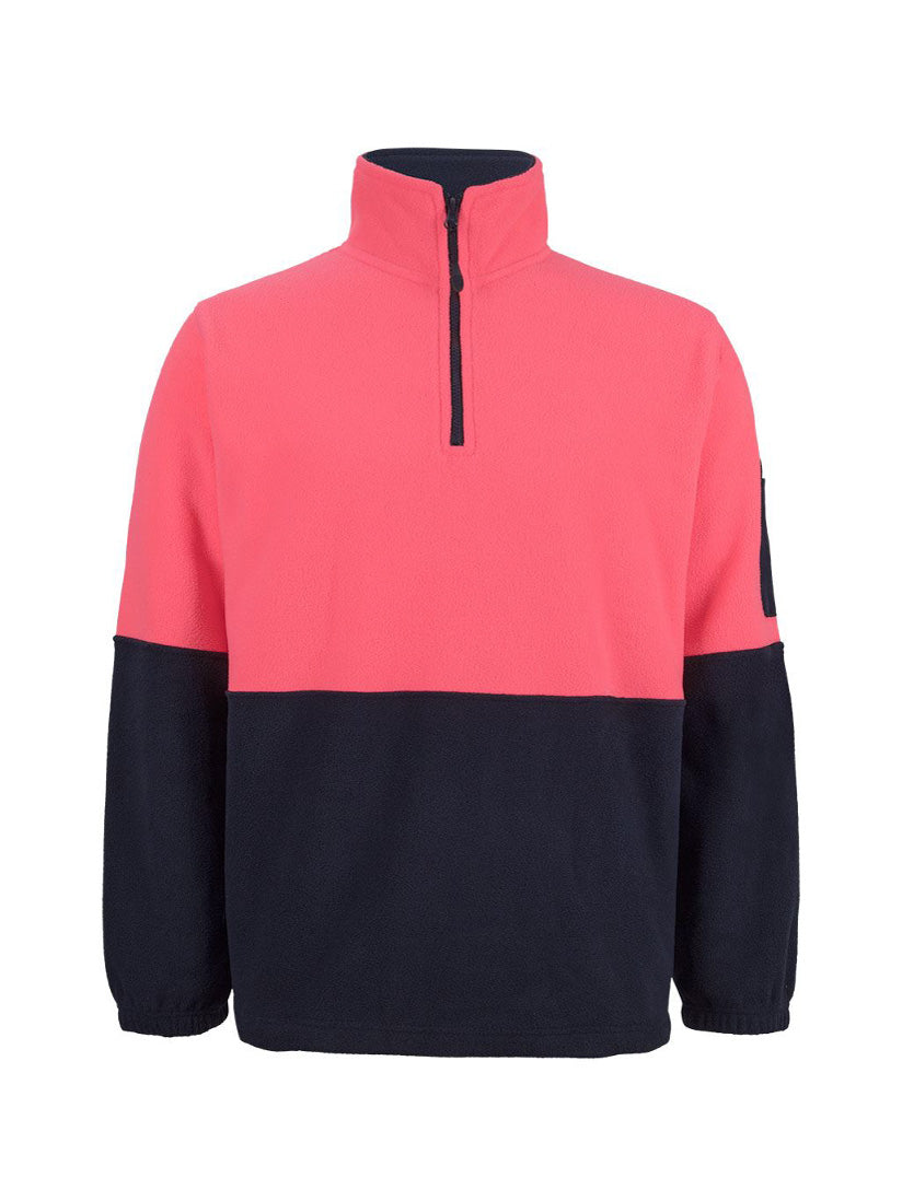 JB's Wear - Pink and navy blue color-blocked half-zip polar fleece jacket.