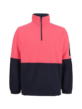 JB's Wear - Pink and navy blue color-blocked half-zip polar fleece jacket.