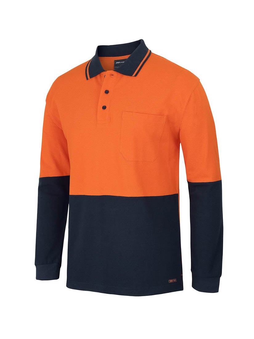 Hi Vis Long Sleeve Cotton Pique Tradtional Polo