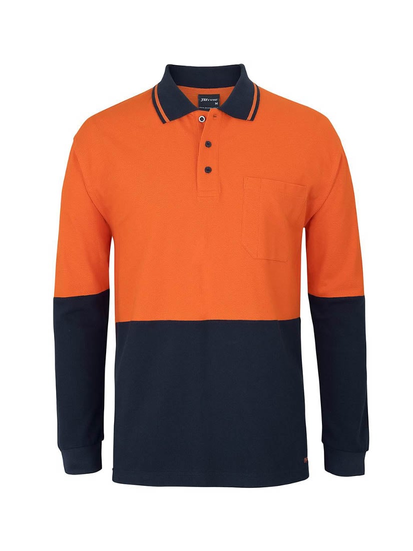 Hi Vis Long Sleeve Cotton Pique Tradtional Polo