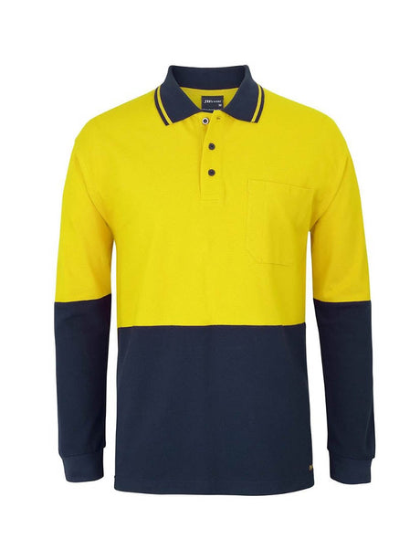 Hi Vis Long Sleeve Cotton Pique Tradtional Polo