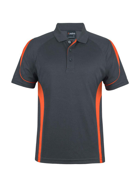JB's Wear - Charcoal grey polo shirt with orange accents and a classic collar.