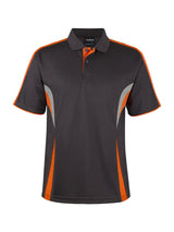 JB's Wear - Charcoal polo shirt with orange and grey accents.
