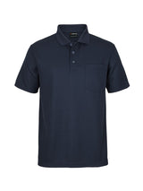 JB's Wear - Podium Waffle Pocket Polo in navy blue with a chest pocket.