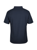 JB's Wear - Back view of a navy blue waffle knit polo shirt.
