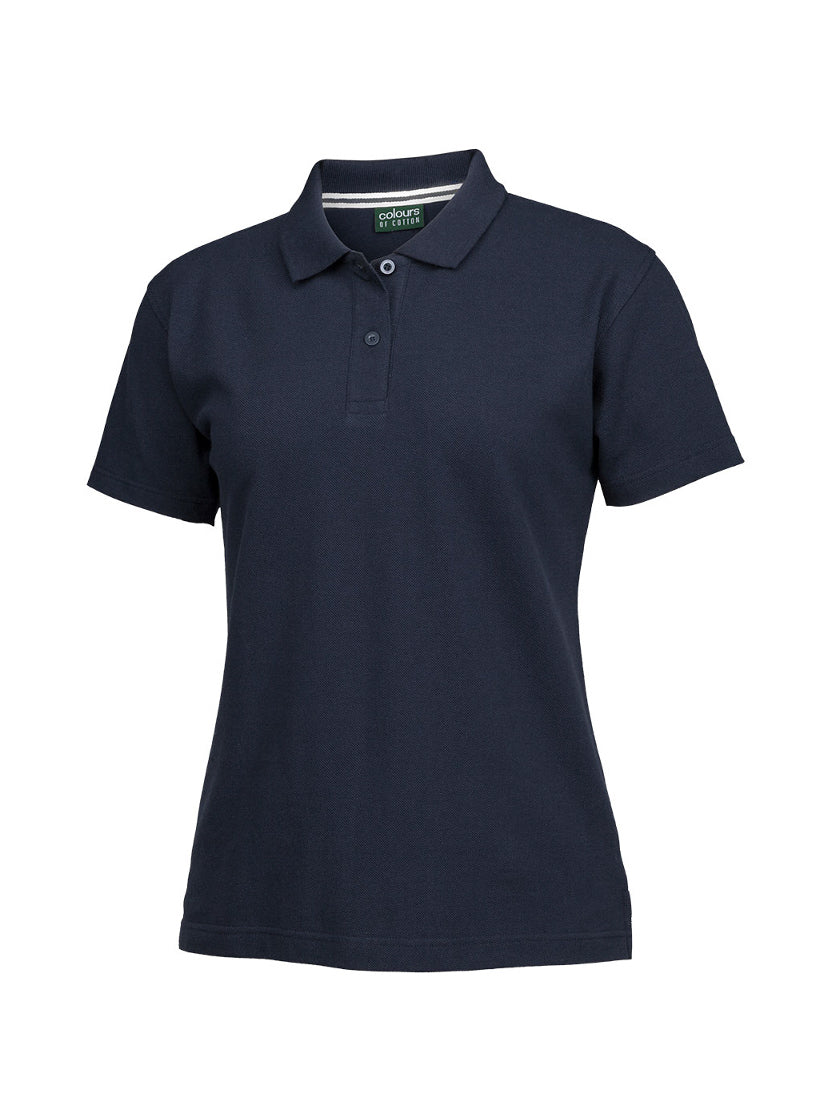 JB's Wear - Navy blue short-sleeved pique polo shirt for women.
